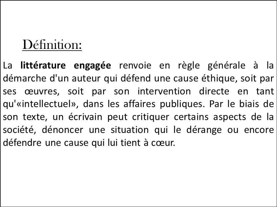 definition oeuvre engagee